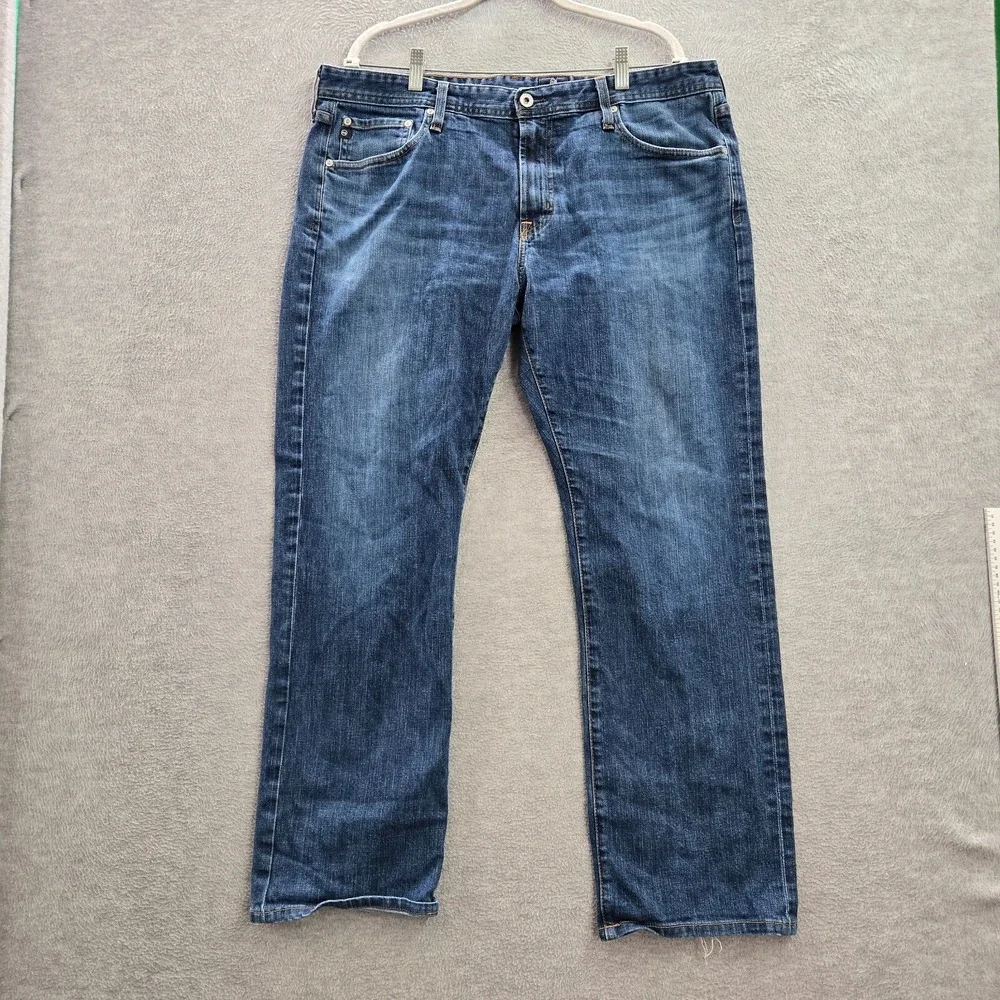 AG Adriano Goldschmied Men Jeans 38x34 Blue Denim Straight Mid‎ Rise
